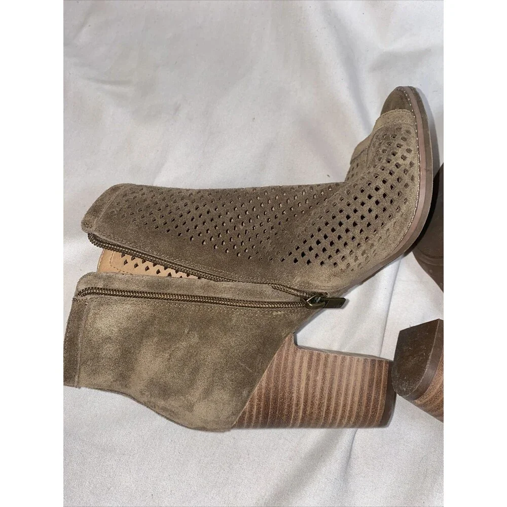 Lucky Brand Lakyn chunky leather open Toe Heel Bootie Ankle women 9 lagen boho